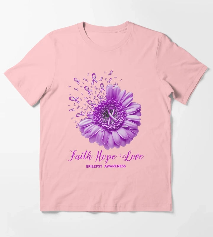 Faith Hope Love Epilepsy Awareness T-Shirt Dark Grey