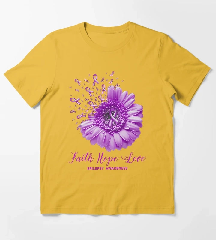 Faith Hope Love Epilepsy Awareness T-Shirt Yellow