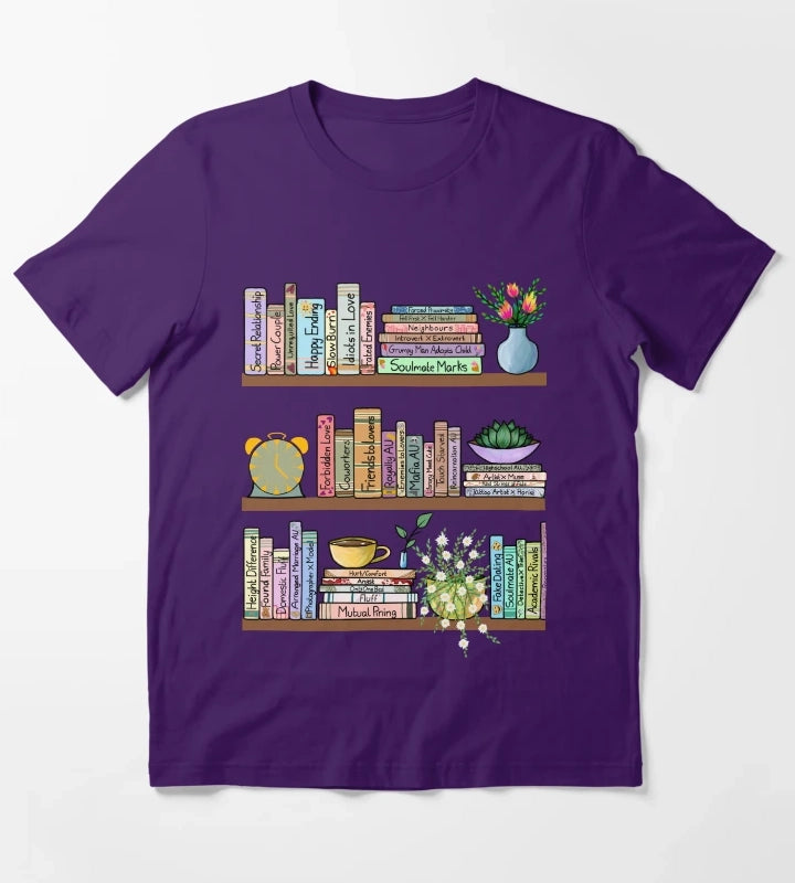 Fanfic Bookshelf T-Shirt Purple