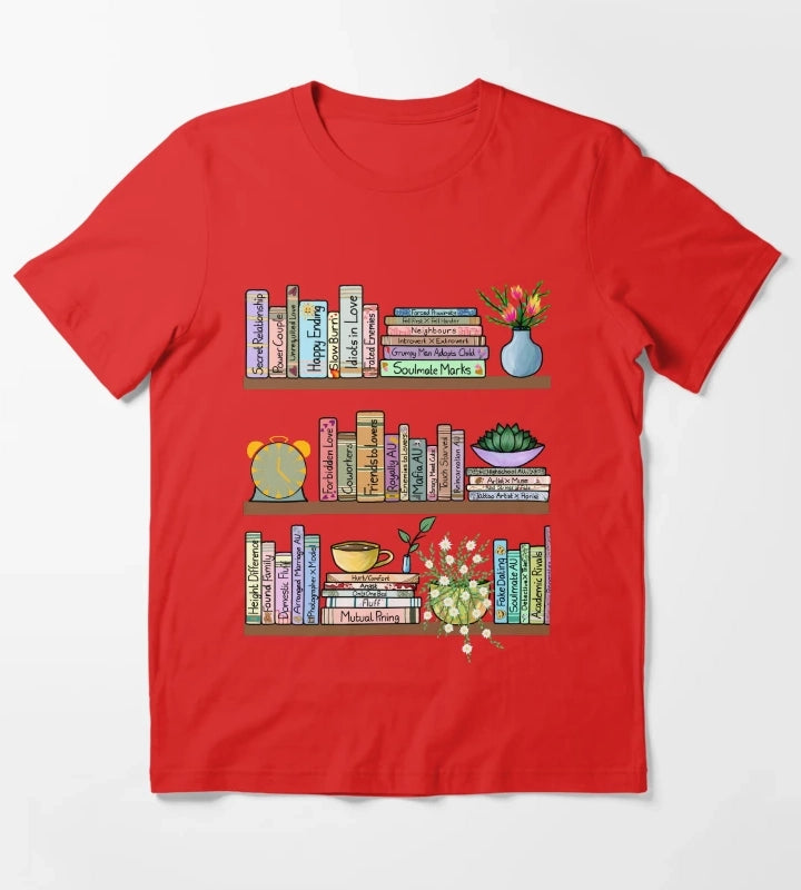 Fanfic Bookshelf T-Shirt Red