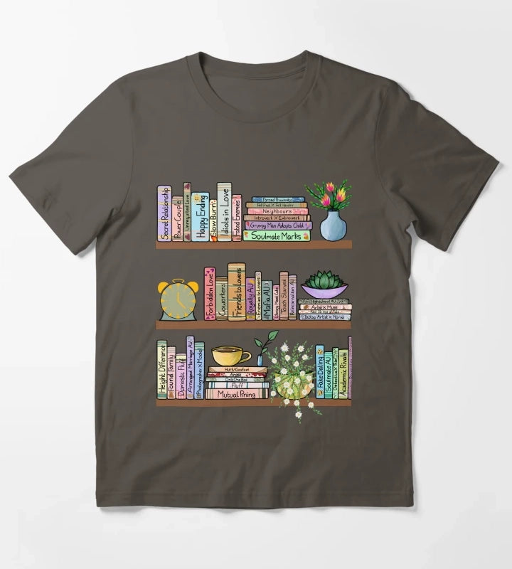 Fanfic Bookshelf T-Shirt Dark Grey