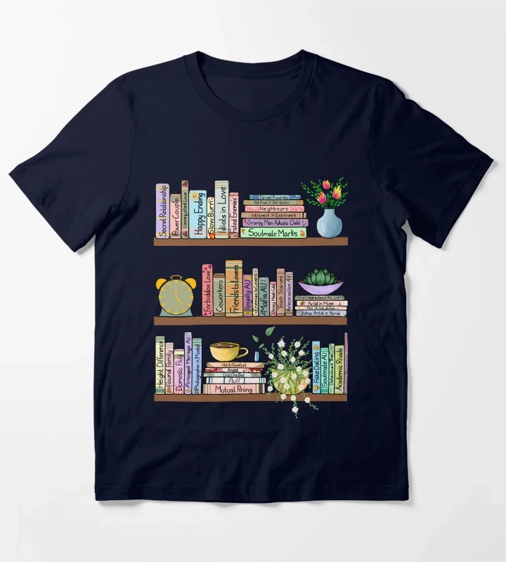 Fanfic Bookshelf T-Shirt Navy