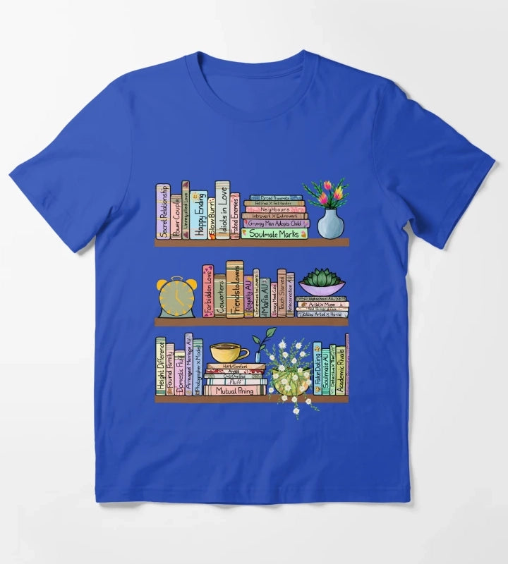 Fanfic Bookshelf T-Shirt Blue