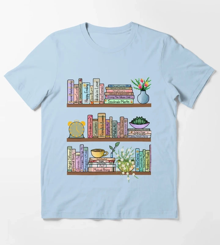 Fanfic Bookshelf T-Shirt Sky Blue