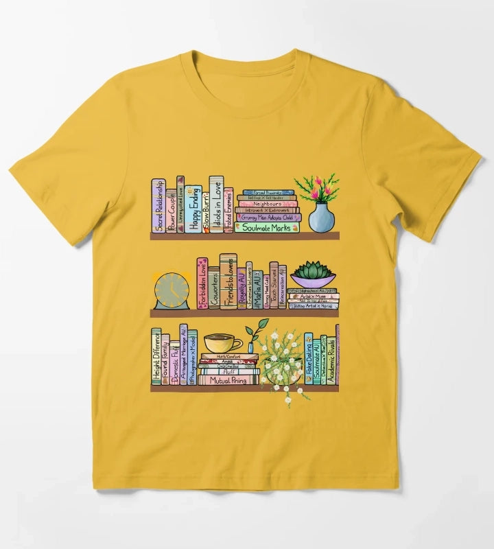 Fanfic Bookshelf T-Shirt Yellow