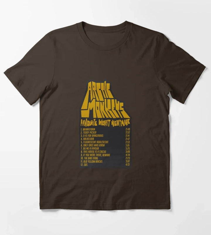 Favourite Worst Nightmare Tracklist Arctic Monkeys T-Shirt Brown