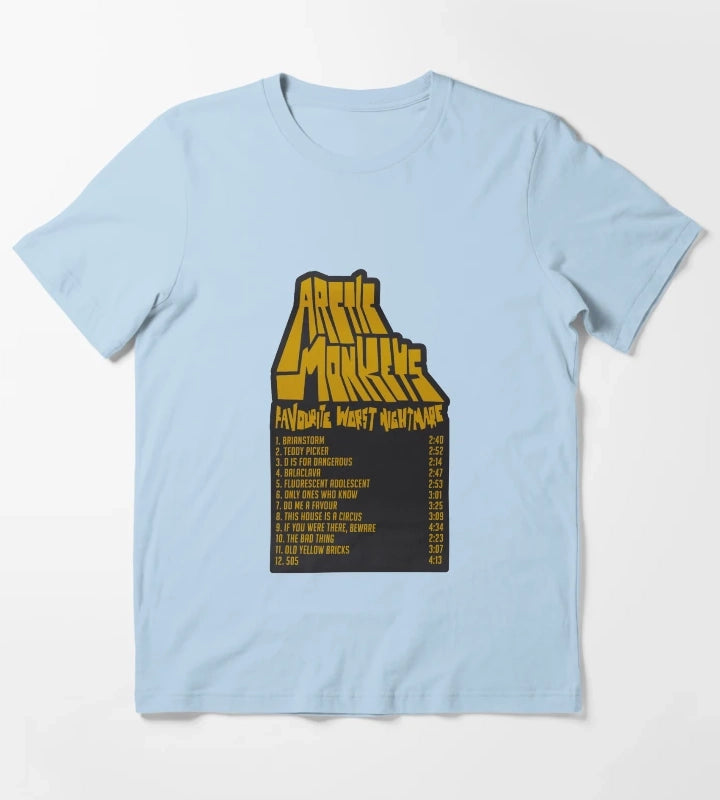 Favourite Worst Nightmare Tracklist Arctic Monkeys T-Shirt Sky Blue