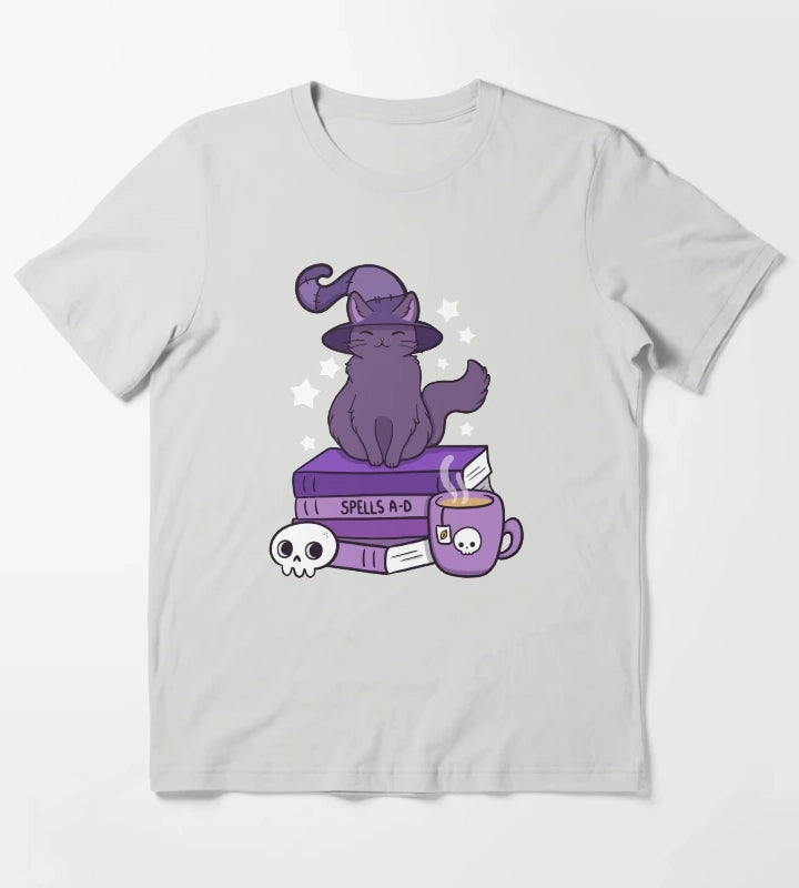 Feline Familiar 02 Black Nikury T-Shirt Light Grey