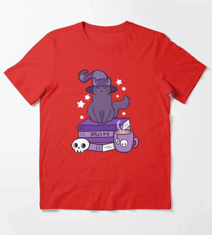 Feline Familiar 02 Black Nikury T-Shirt Red