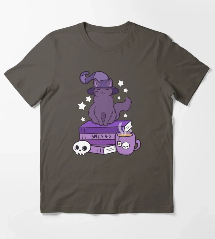 Feline Familiar 02 Black Nikury T-Shirt Dark Grey