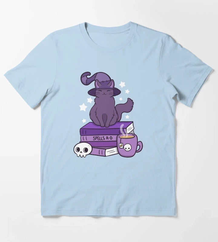 Feline Familiar 02 Black Nikury T-Shirt Sky Blue