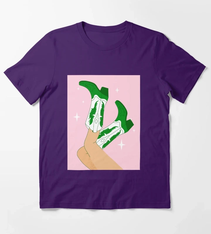 Female legs in cowboy boots Cowgirl wears boots T-Shirt Purple