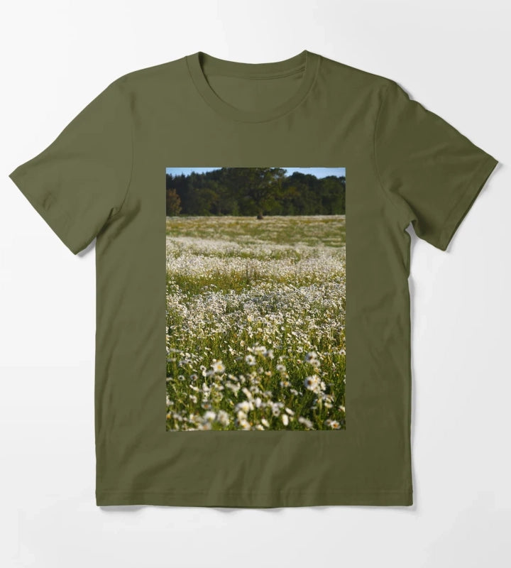 Field Daises T-Shirt Olive Green