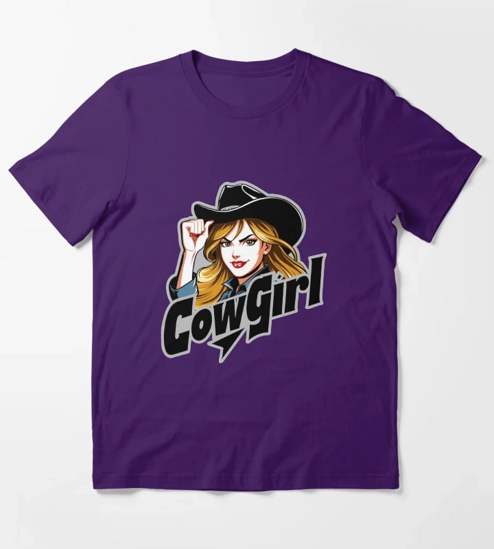 Fierce Retro Cowgirl Style T-Shirt Purple