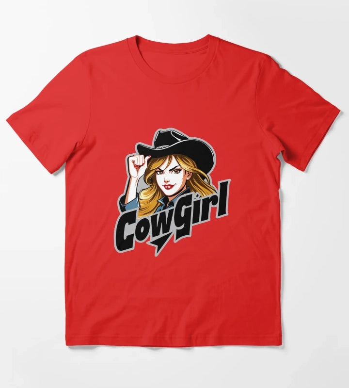 Fierce Retro Cowgirl Style T-Shirt Red