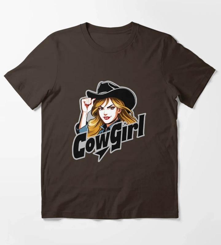 Fierce Retro Cowgirl Style T-Shirt Brown