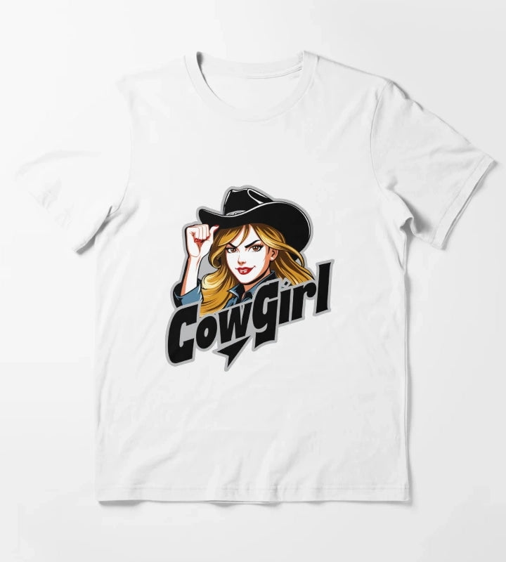 Fierce Retro Cowgirl Style T-Shirt White