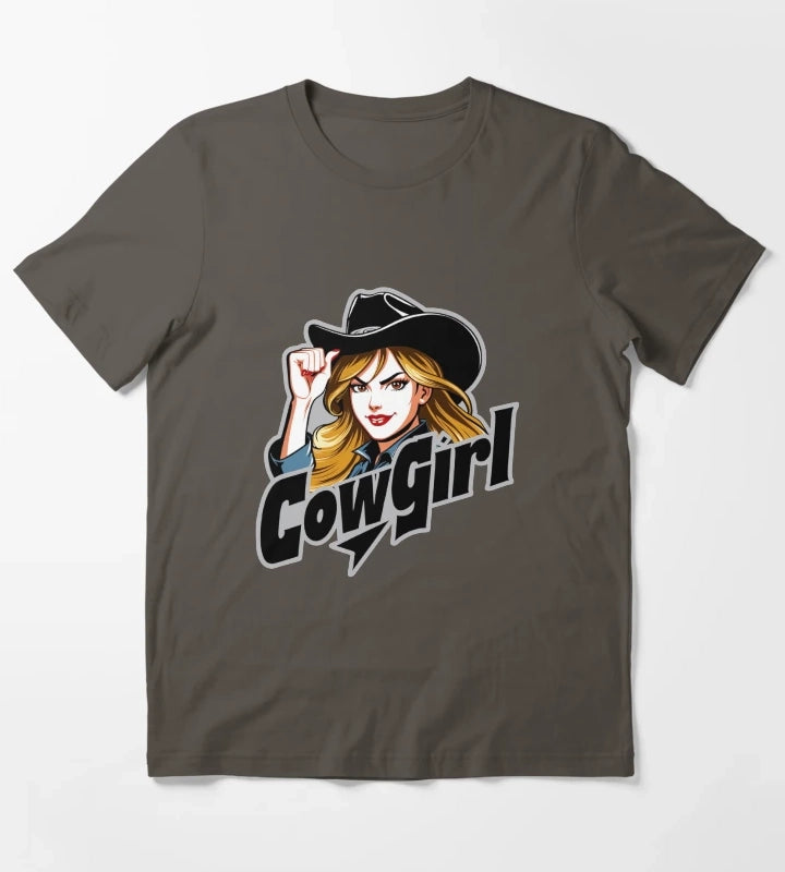 Fierce Retro Cowgirl Style T-Shirt Dark Grey