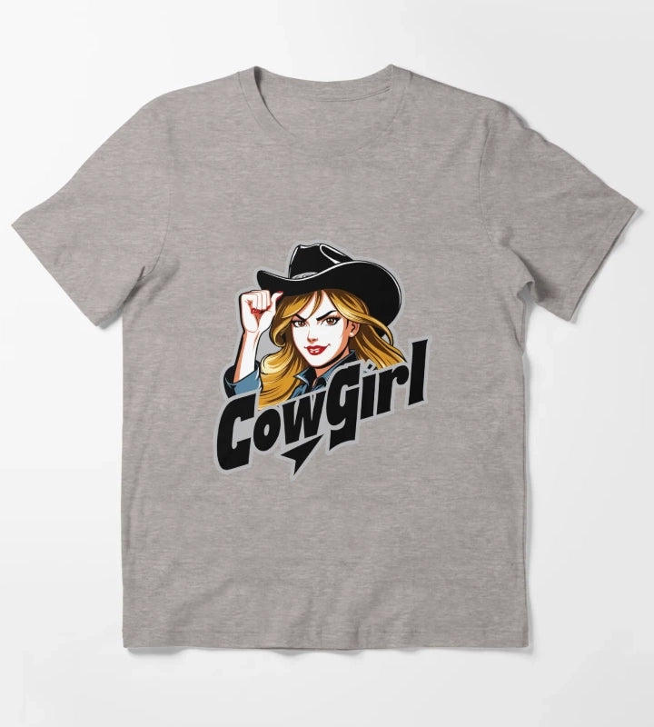 Fierce Retro Cowgirl Style T-Shirt Heather Grey