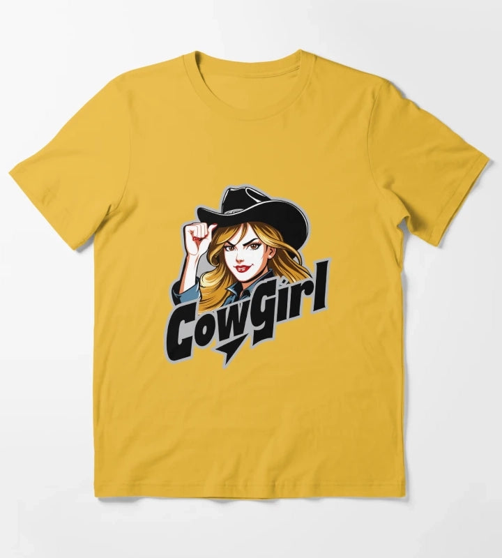 Fierce Retro Cowgirl Style T-Shirt Yellow