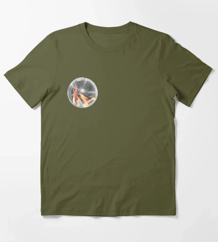 Fire Disco Ball T-Shirt Olive Green
