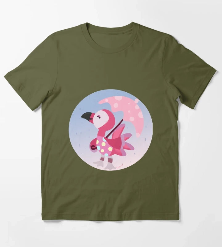 Flora The Flamingo T-Shirt Olive Green