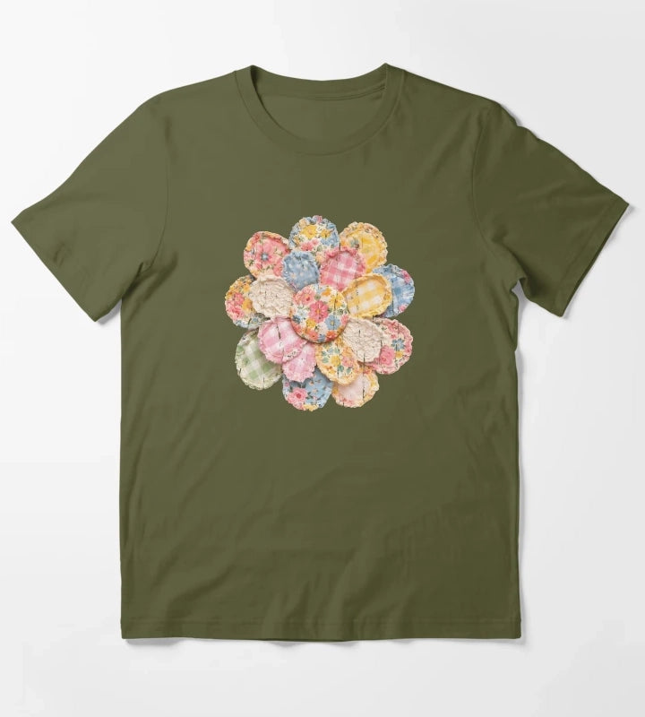 Floral Daisy T-Shirt Olive Green