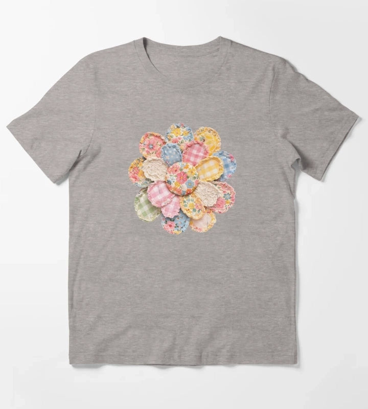 Floral Daisy T-Shirt Heather Grey