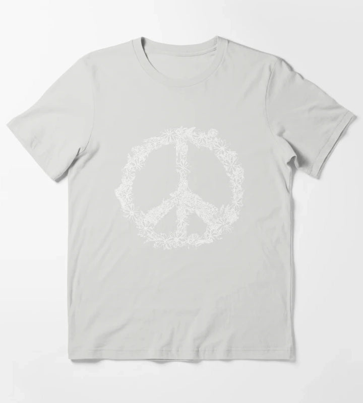 Floral Peace Sign T-Shirt Light Grey