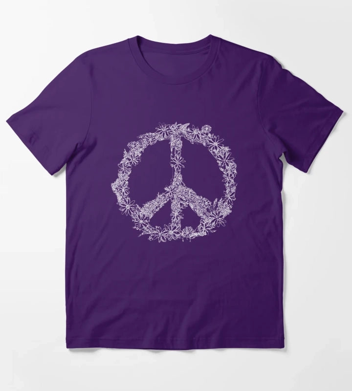 Floral Peace Sign T-Shirt Purple