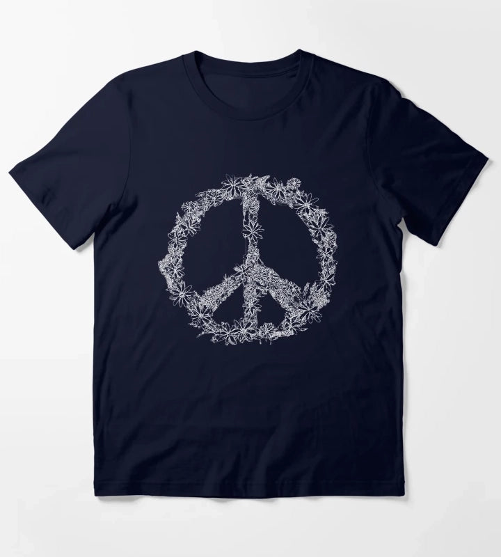 Floral Peace Sign T-Shirt Navy