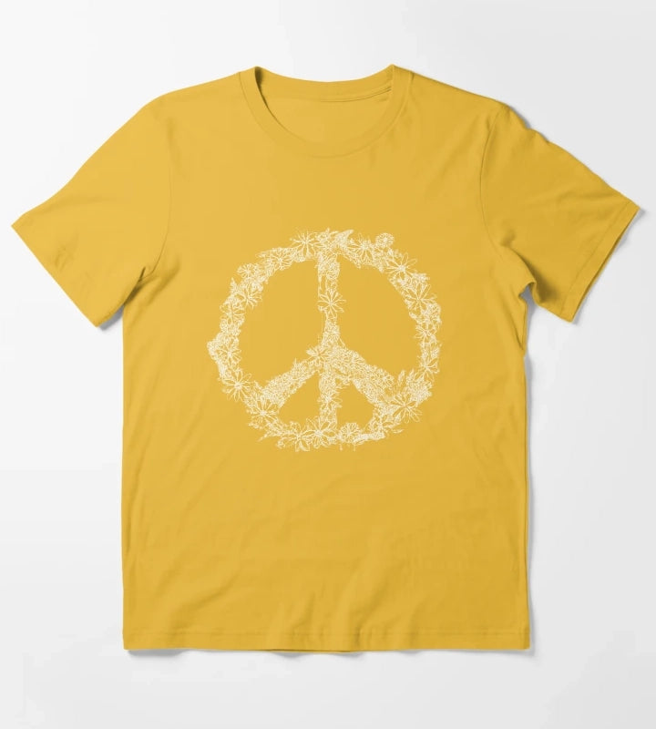 Floral Peace Sign T-Shirt Yellow
