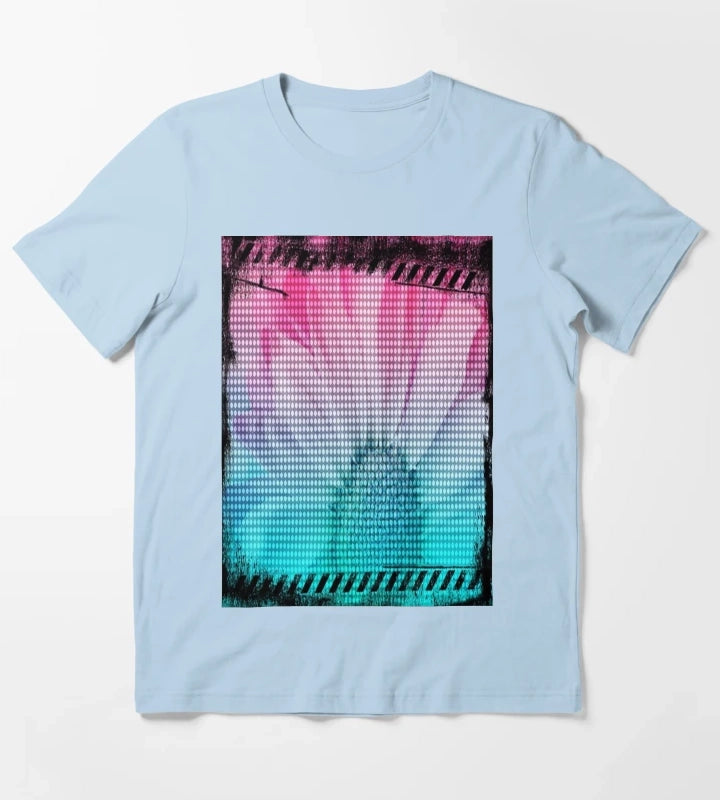 Floral Print Dotted Daisy on Film Graphic T-Shirt Sky Blue