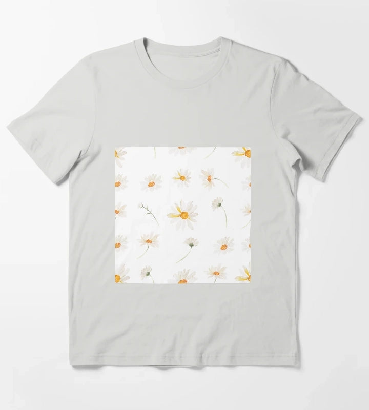 Floral pattern daisy T-Shirt Light Grey