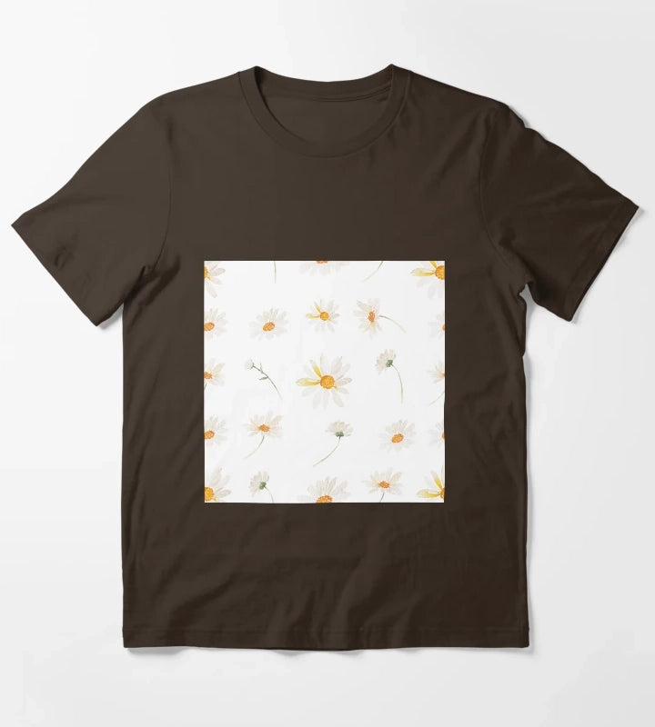 Floral pattern daisy T-Shirt Brown