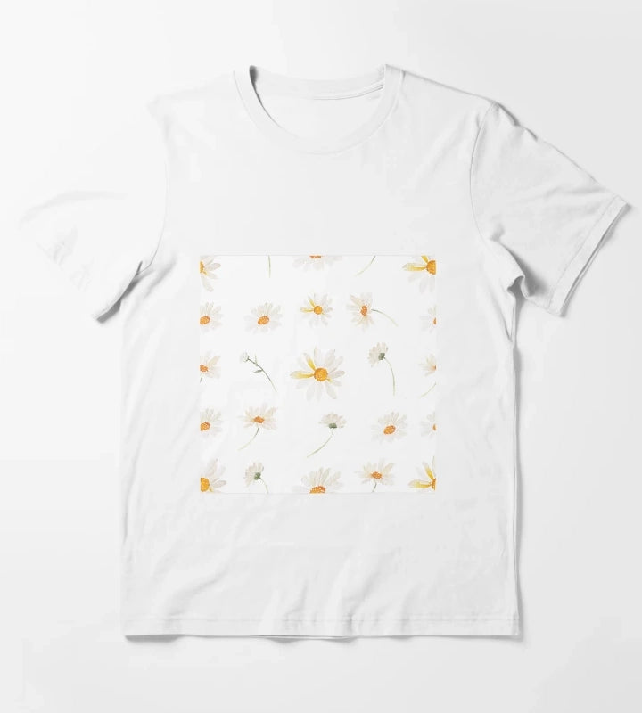Floral pattern daisy T-Shirt White