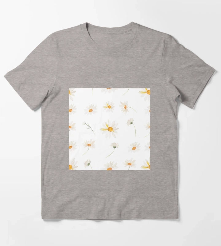 Floral pattern daisy T-Shirt Heather Grey