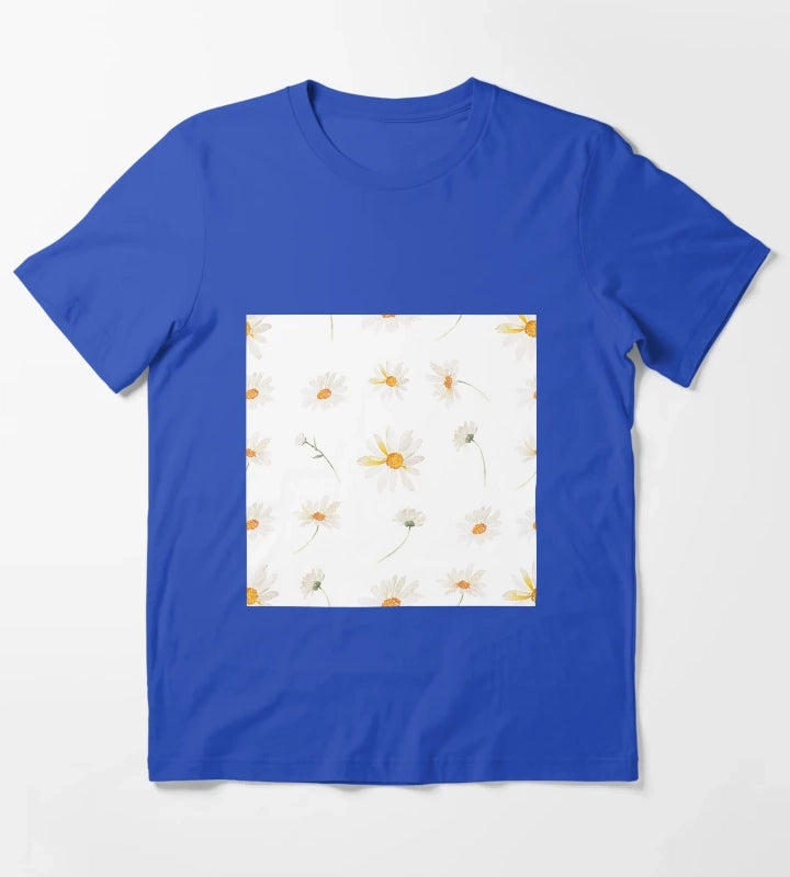 Floral pattern daisy T-Shirt Blue
