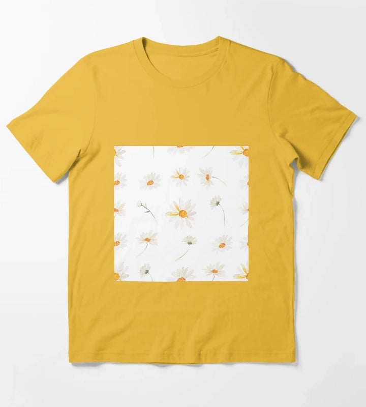 Floral pattern daisy T-Shirt Yellow