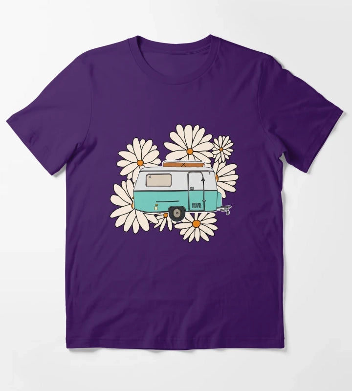 Floral travelling caravan T-Shirt Purple