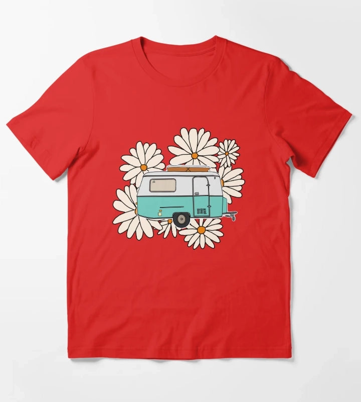 Floral travelling caravan T-Shirt Red