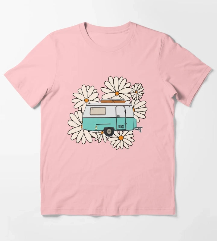 Floral travelling caravan T-Shirt Dark Grey