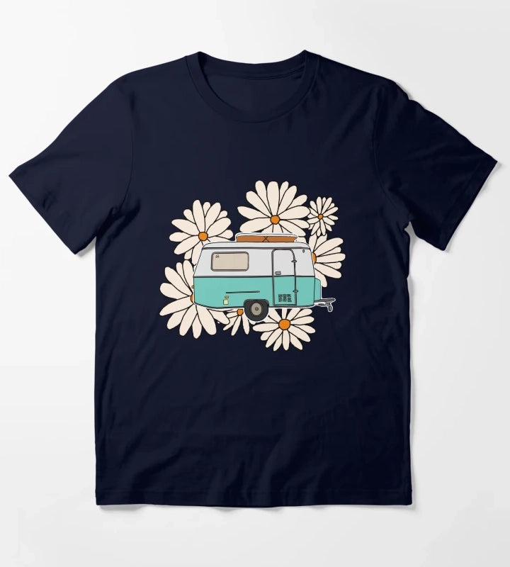 Floral travelling caravan T-Shirt Navy