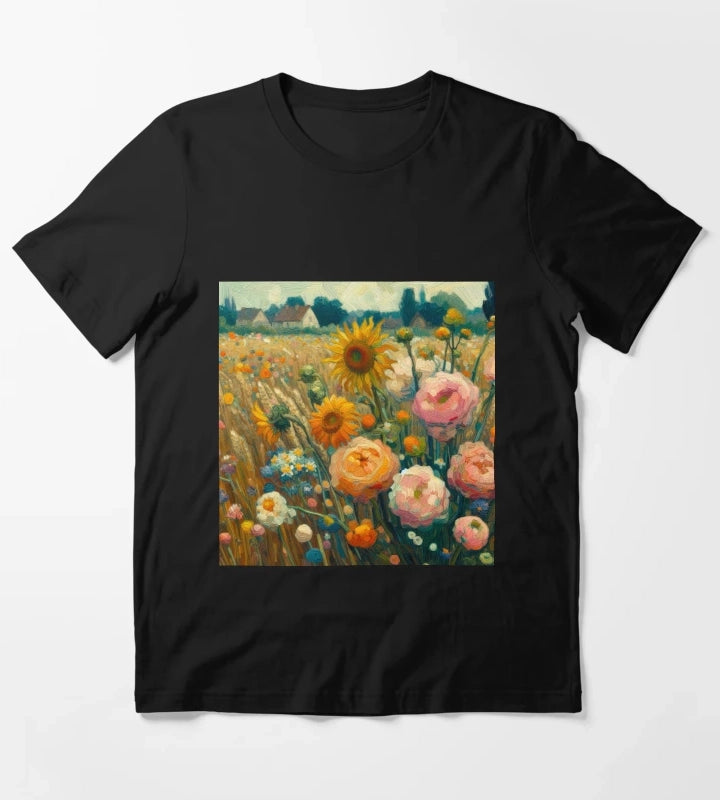 Flower Field Painting Van Gogh Style T-Shirt