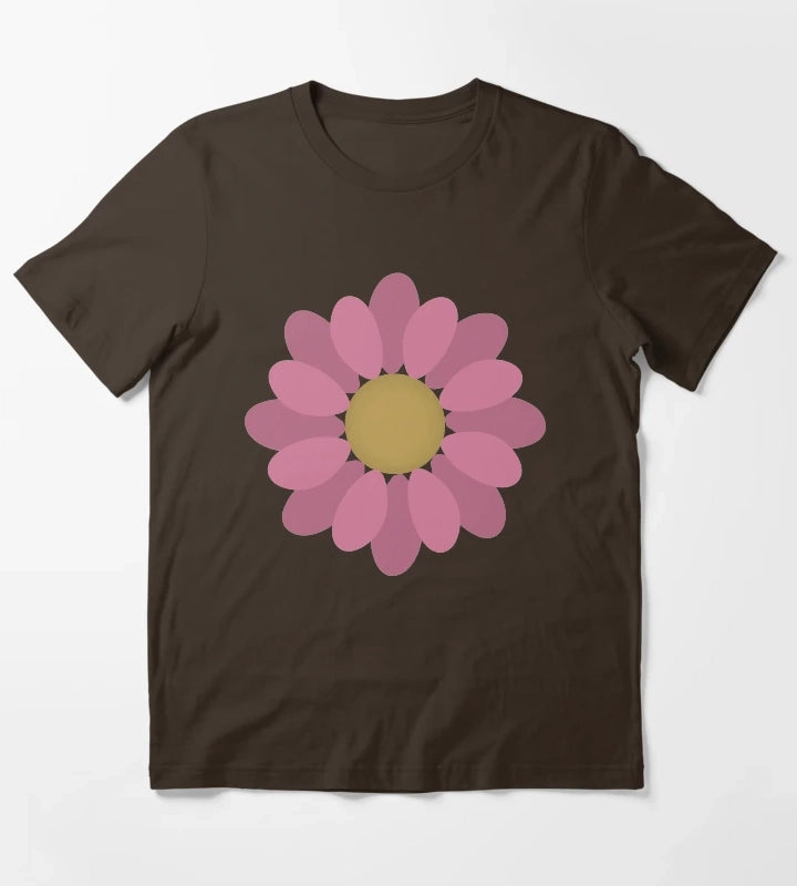 Flower Power Pink Daisy T-Shirt Brown