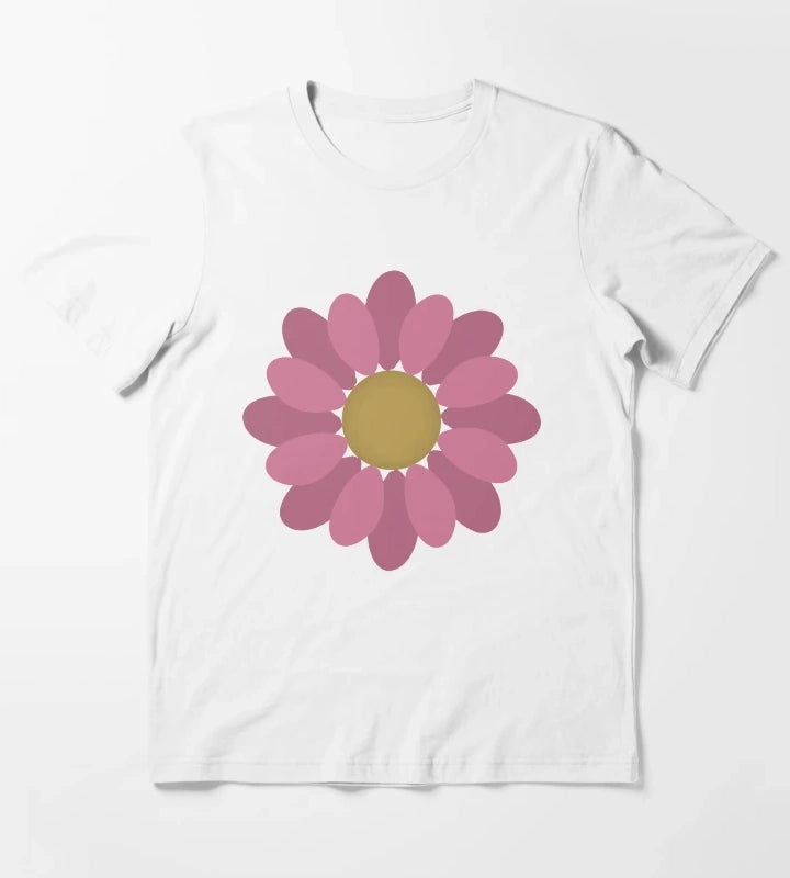 Flower Power Pink Daisy T-Shirt White