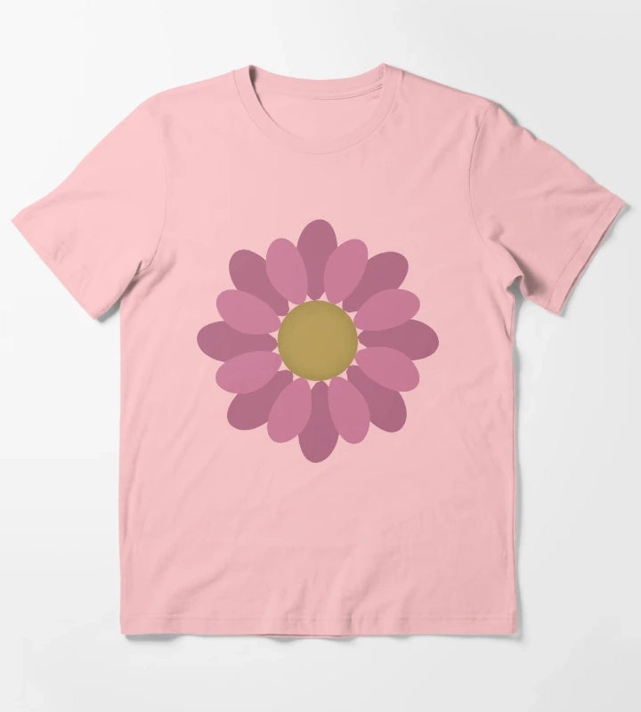 Flower Power Pink Daisy T-Shirt Dark Grey