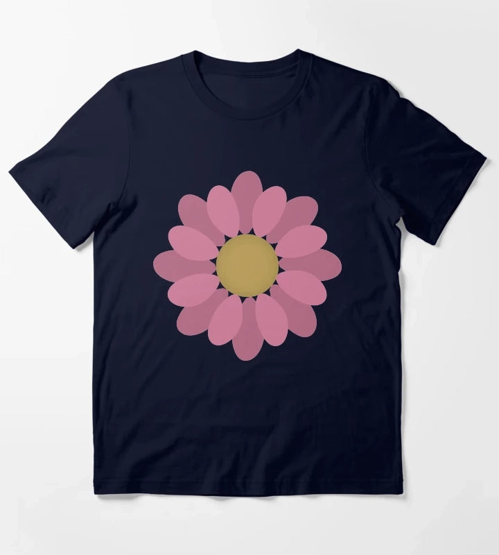 Flower Power Pink Daisy T-Shirt Navy