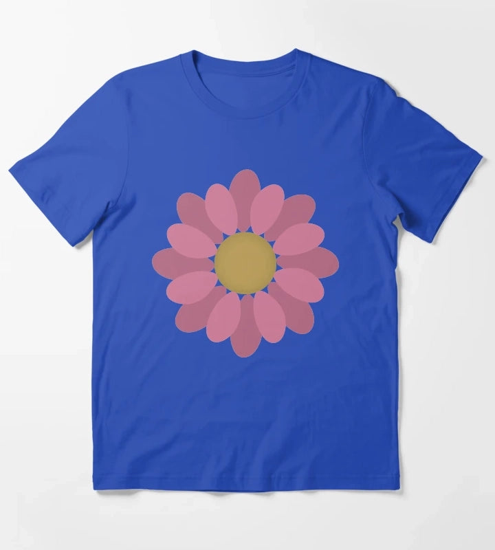 Flower Power Pink Daisy T-Shirt Blue