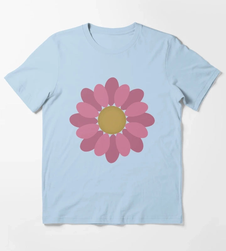 Flower Power Pink Daisy T-Shirt Sky Blue